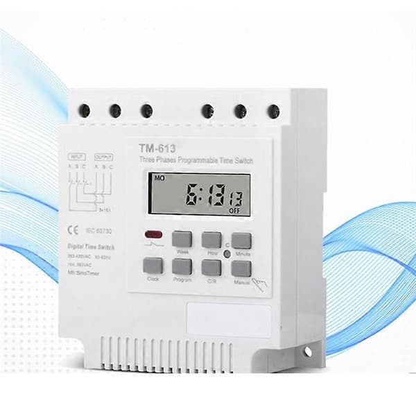 Trefaset 380V 415V TIMER Programmerbar Bryter med Bakgrunnsbelysning