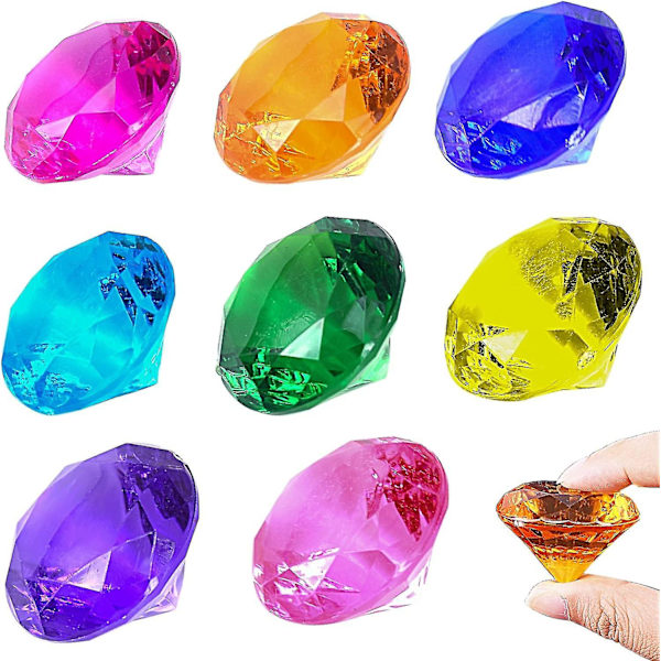 8 st stora barnleksaker i diamant - Akryldiamantpärlor Smycken Stora piratskattkista jaktleksak, falska plastbarn Kristaller för hantverk, fest F