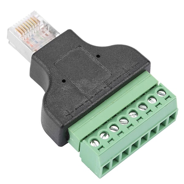 RJ45 Han til 8-polet Terminalblok Ethernet Adapter Konverter