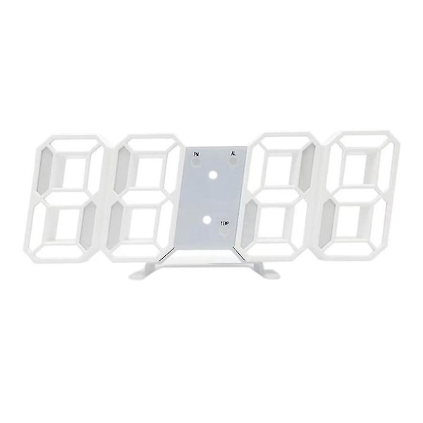Digital 3D LED Vägg/Skrivbordsklocka Alarm Stora Siffror Automatisk Ljusstyrka USB Temperatur