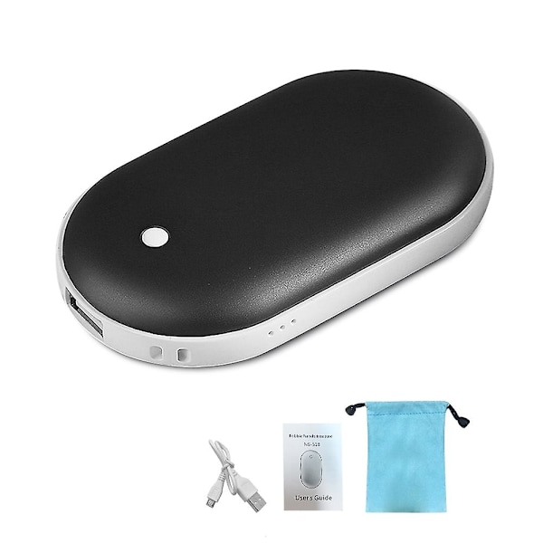 Monitoiminen kädenlämmitin Power Bank -toiminolla, Talvi Kaksisuuntainen Tasku Kädenlämmitin Musta