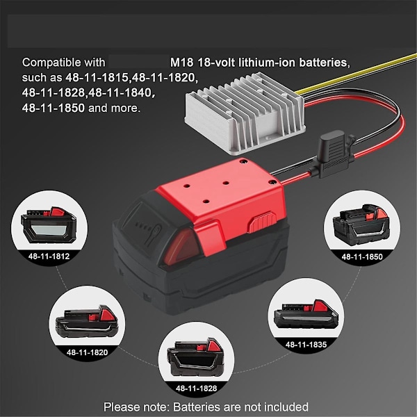 18V til 12V Konverter for Batteriadapter, DC 12V 20A 240W Buck Konverter Regulator