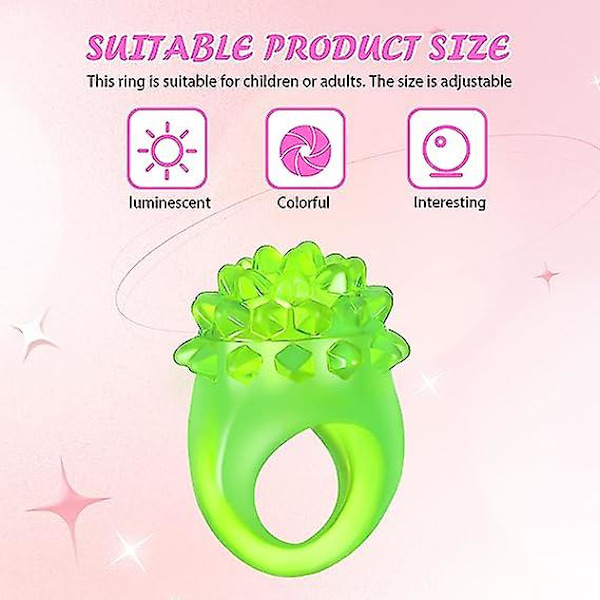 Random Styleluminous Ringe 12 Styk Gløder I Mørket Ring Farverige Led Glød Ring Nyhed Ringe Gummi Bump Jelly Blinkende Ring Finger Lys Legetøj