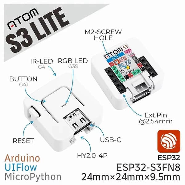 ATOMS3 Lite ESP32S3 Dev Kit ESP32-S3 Programmerbar Controller Indlejret IoT Applikationsudviklingsbase