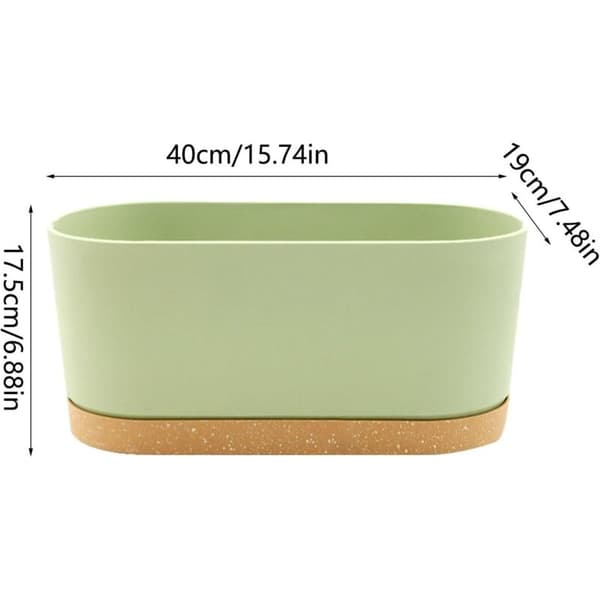 Rektangulær plastik urtepotte. urtepotte til grøntsager. balkon. enkel. til soveværelse. balkon. stue (grøn. A) 40 x 17.8 cm