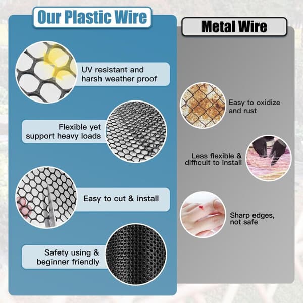 Sort plastikhavehegn 40 cm x 3 m
