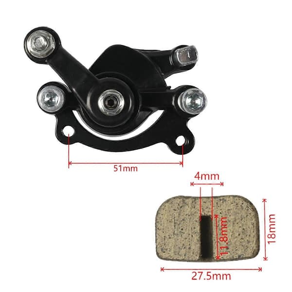 Bageste skivebremsekaliper med bremseklods til Mini Bike 43 47 49cc, Sort