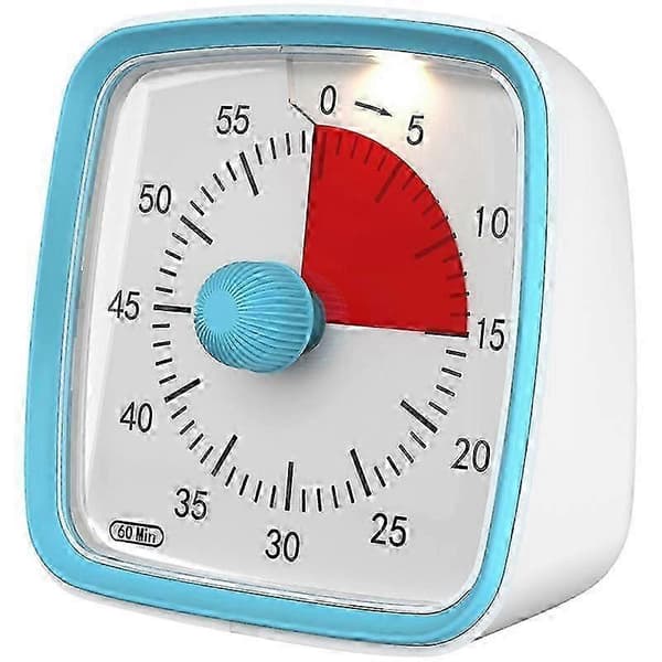 Visuell timer med nattlys, 60 minutters nedtellingstimer for barn og voksne