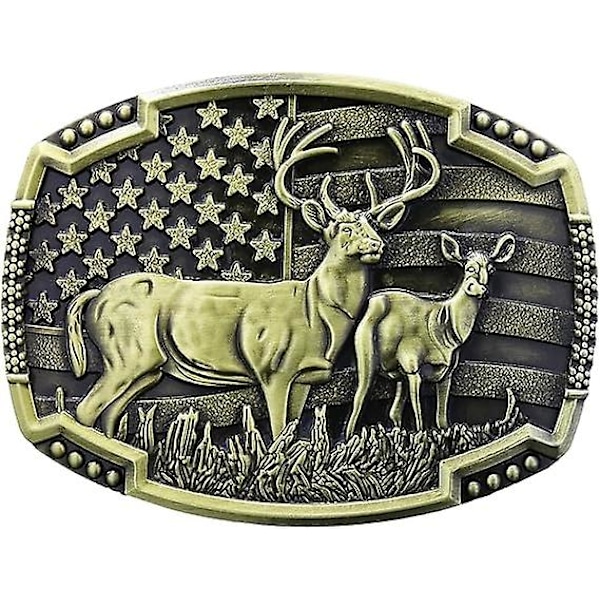 Deer Gold Western Cowboy Belt Buckle