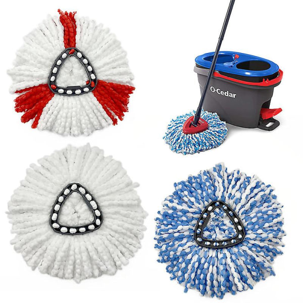 QAZX 2 st röda ersättningsmopphuvuden, Universal 360 mikrofiber snurrmop .För golvrengöring asdf(Vit