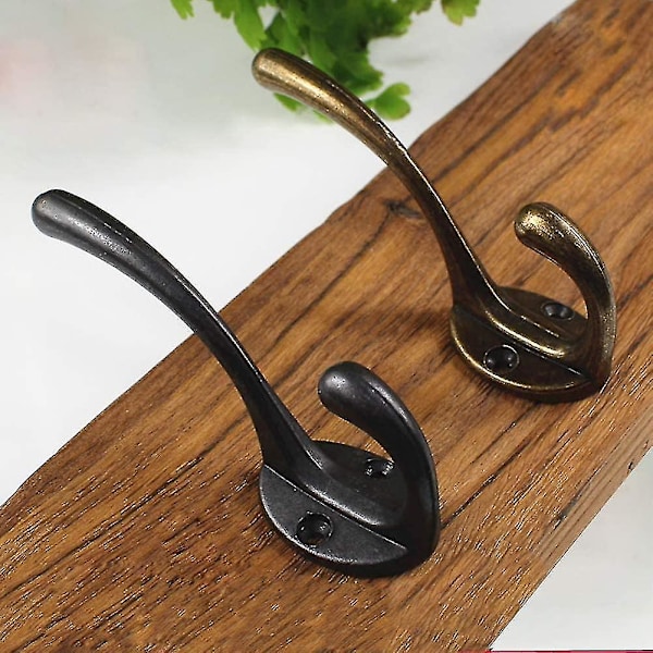 10 stk. Vintage Sorte Garderobe Kroge, Vægkrog Metal Krog Frakke Kroge Med 25 stk. Skruer