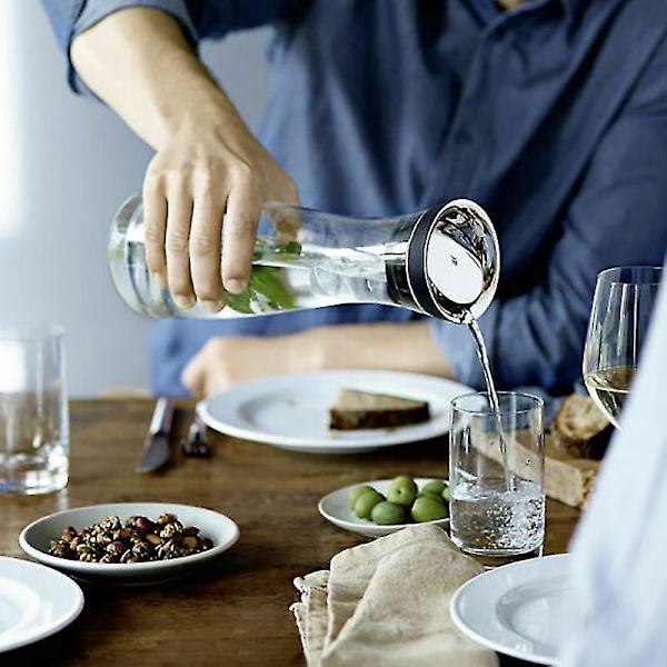 Vandkande 1,8l Høj Borosilikat Glasflaske Basic Vipbar Låg Lukning Kande