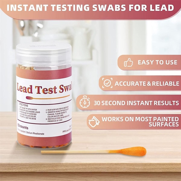 Blytestkit Swabbar - Blyfärgtestkit, Blykontroll Swab Användning, Testresultat In (30st)