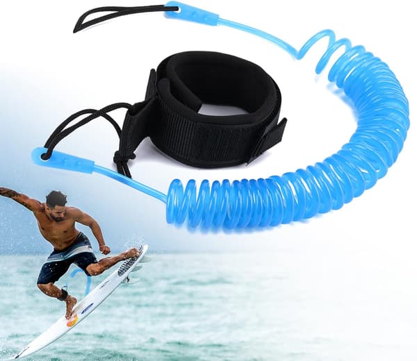 Surfeleash, SUP sikkerhetssnor, surfebretttau, SUP-tilbehør for stand-up paddleboard, kajakk (blå)