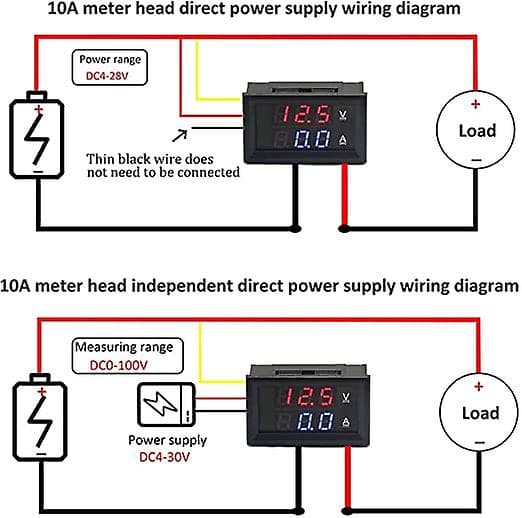 2 stk. LED Voltmeter Amperemeter, Rød og Blå Detektor Spænding Amperemeter Panel Amp Voltmeter, DC 0-100V 10A til Amperemeter Amperemeter Volt Amp Målerpanel