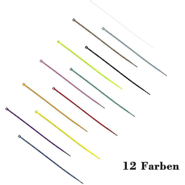 1200 Bunte Kabelbinder Set Farbige Kabelbinder 100 * 2,5 mm