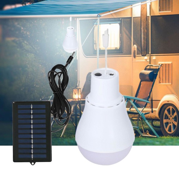 Monokristallin Solar LED-lampa Bärbar USB uppladdningsbar lampa inomhus och utomhus Vandring Campingtält Fiskebelysning (med linne)