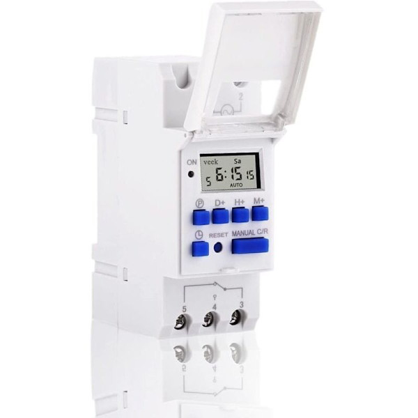 Digital Programmerbar Timer. LCD-skjerm Ukentlig Tidsbryter med Programmering Programmerbar DIN-skinnetimer (220 V)