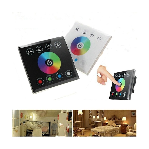DC12V-24V RGB / RGBW Väggmonterad Controller Glaspanel Dimmer för LED-remsor Lampa Svart