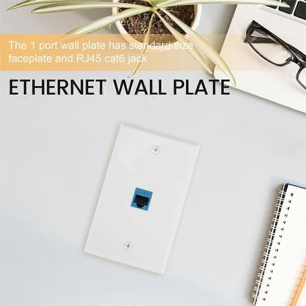 2-pak Ethernet vægplade, RJ45 Cat6 hun til hun jack inline koblings faceplader