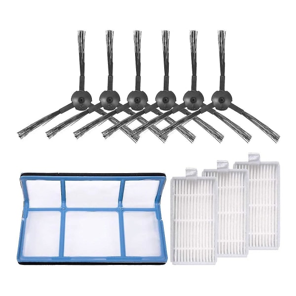 Reservedeler for V3 V3s V5 V5s V5s Pro robotstøvsuger, 1x Hovedfilter + 3x Filter + 6x Sidebørster