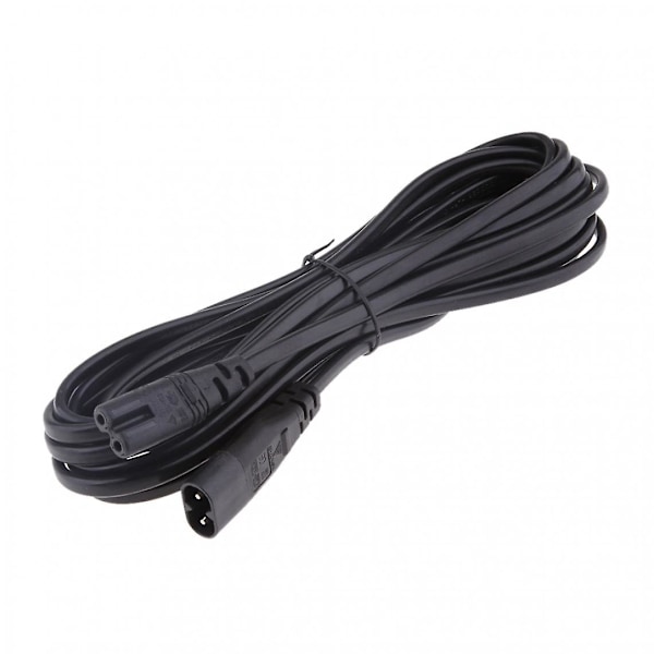 IEC 320 C8 Han til C7 Hun Konverter Adapter Forlænger Strømkabel 5 Meter