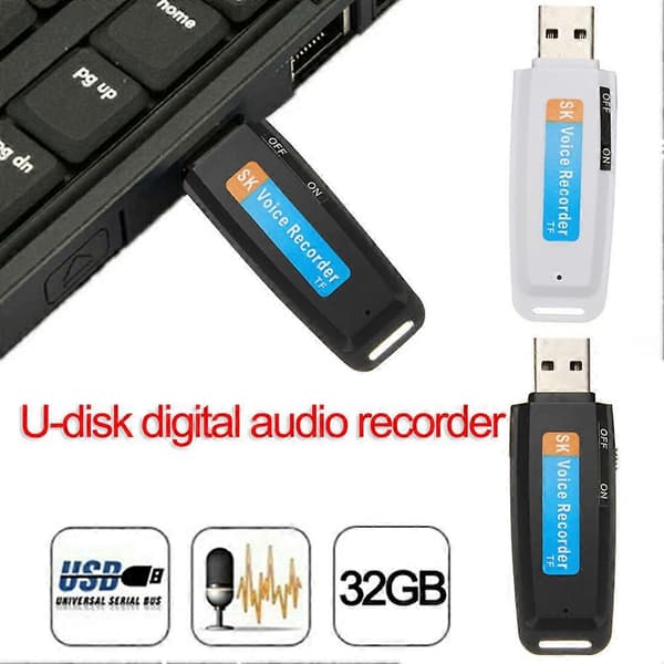 Mini U-Disk Digital Lydopptaker USB 3.0 Minnebrikker Maksimal Støtte 32GB Minnekort