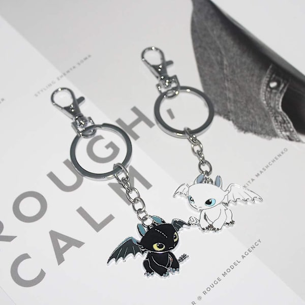 2-pack Par Keychain i Metall, Draksform, Tandlös Keychain, Tandlös Väska Hängare, Present till Kärlekspar, Barn