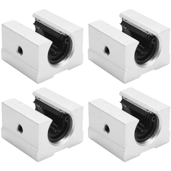 4 x SBR12UU 12mm Aluminium Lineær Bevægelse Router Lejeblok, sølv