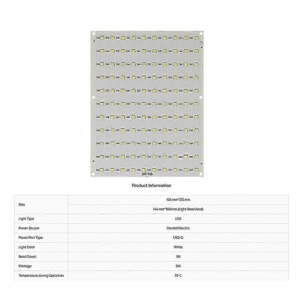 10 stk. for Bambu CMYK LED Baklysbrett CMYK Litofan LED Baklysbrett 5V1A USB-C Strømforsyning