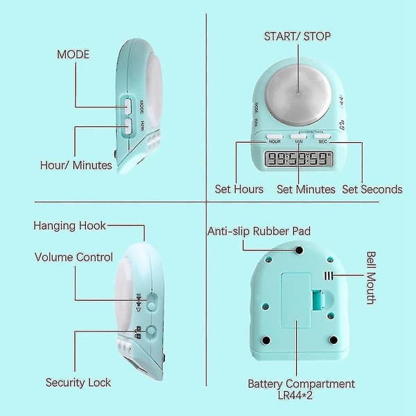 Elektronisk timer digital påmindelsesalarm ur timer nedtællingstimer skalaformet timer