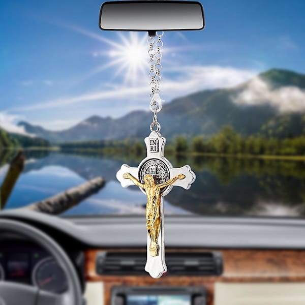 Bilhæng Jesus Kors Kors Ornamenter Charms Bakspejl Dekoration Hængende Auto Dekoration Biler Tilbehør Styling Gaver
