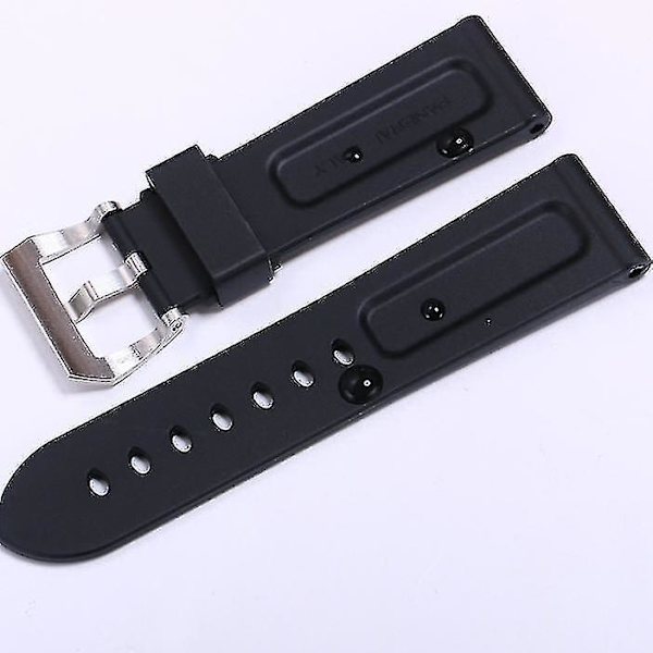 Svart klockarmband i silikon, ersättning för Panerai-rem, verktyg i stål, spänne