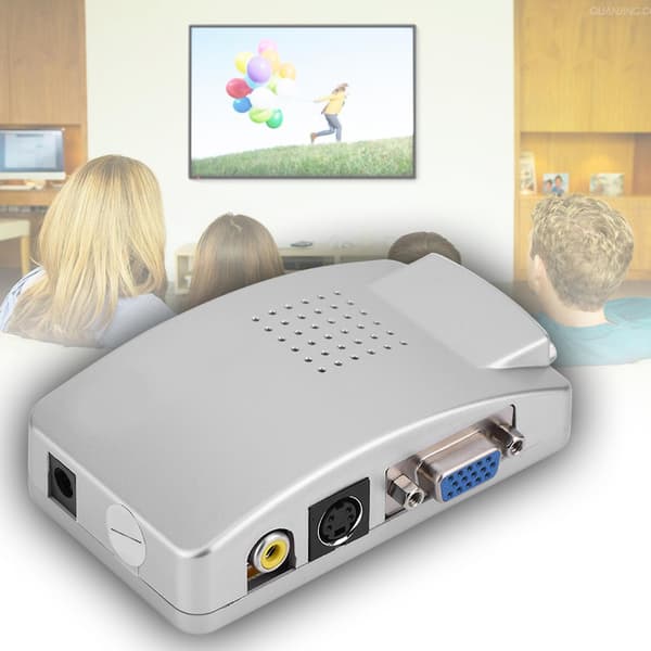 Universal PC-konverterboks for datamaskin bærbar PC VGA til TV AV RCA signaladapter