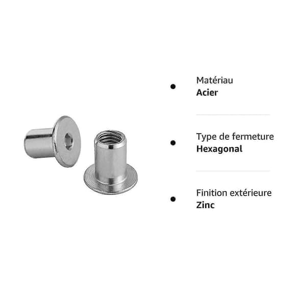 Mutter med flatt hode, sekskantfatning M6 X 15 X 10 mm, 100 stk