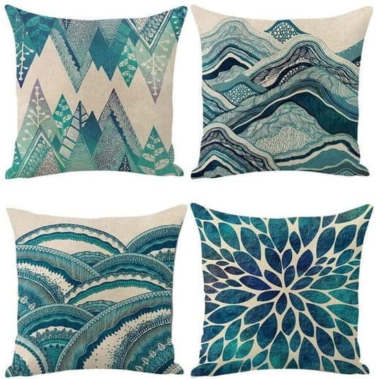 Kuddfodral - YYV - Set om 4 - Teal - 45,7 x 45,7 cm - Bomull och Linne YYV