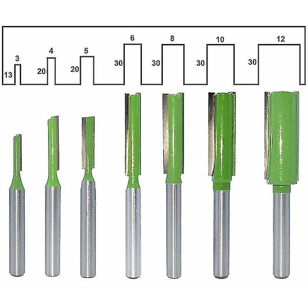 Straight Fræserbit, 7 stk. Tungsten Carbide Fræserbits 6mm Skaft Fræserbits Multifunktionel Fræser Tri Værktøj