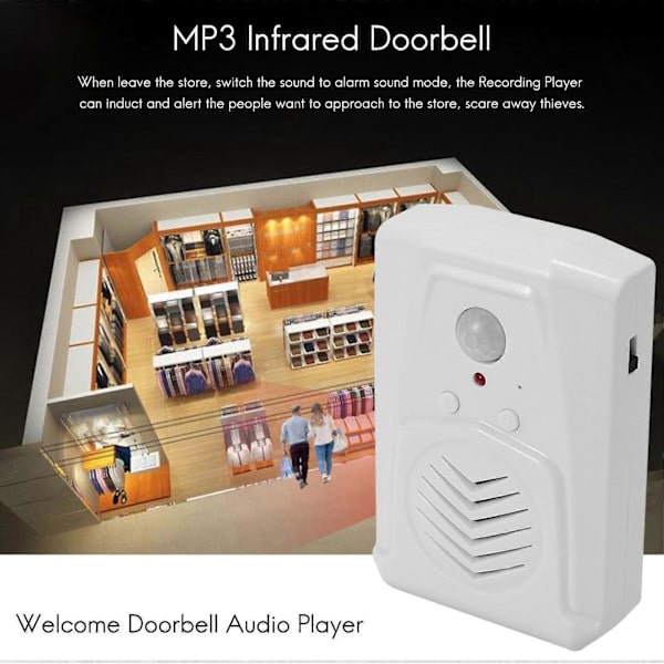 Sensor Rörelse Dörrklocka Switch MP3 Infraröd Dörrklocka Trådlös PIR Rörelsesensor Röst Prompter Välk