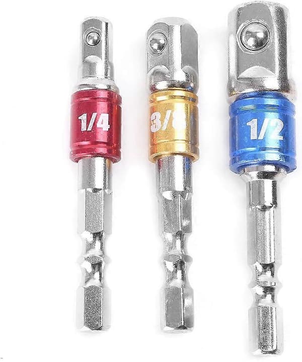 3st Hylsbitsadapter Slag SET Hex Skaft till 1/4\" 3/8\" 1/2\" Förlängning