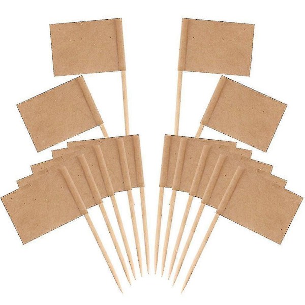 200 Pak Blanke Tandpirkere Flag Kraftpapir Flag Picks Oste Markører Til Cupcake, Mad, Frugt, Del Hy