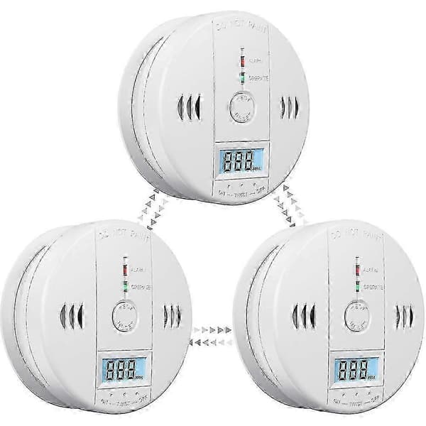 3-pak Røgalarm og Kulmonoxidalarm med LCD-skærm