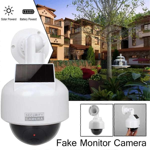 Simulert sikkerhetskamera med blinkende LED-lys 360° rotasjon Dummy CCTV Dome Innendørs/Utendørs Moni