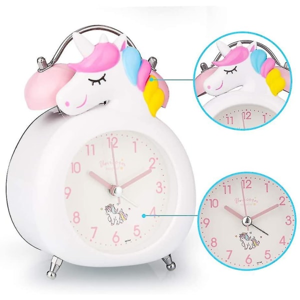 Kids Alarm Clock With Night Light - Unicorn Double Bells Clock385