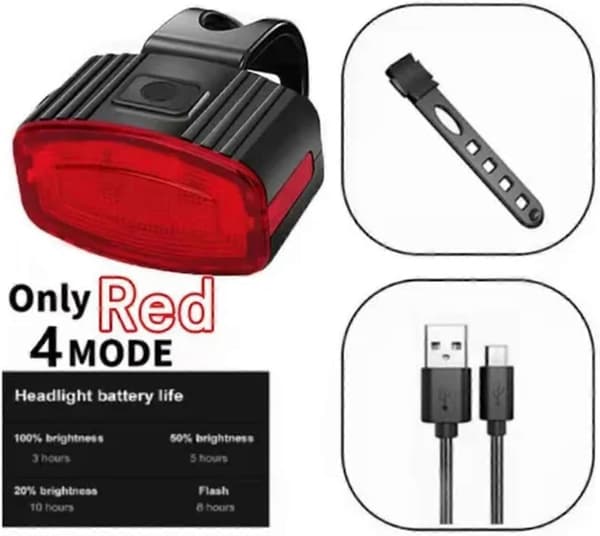 USB Oppladbart Sykkellyktsett Super Sterk Frontlykt og Baklykt