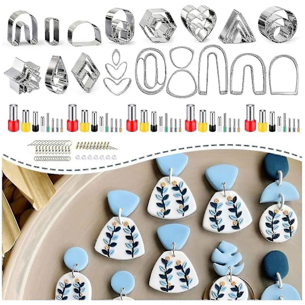 126 st Polymer Clay Cutters Set för örhängetillverkning med örhängskort och krokar