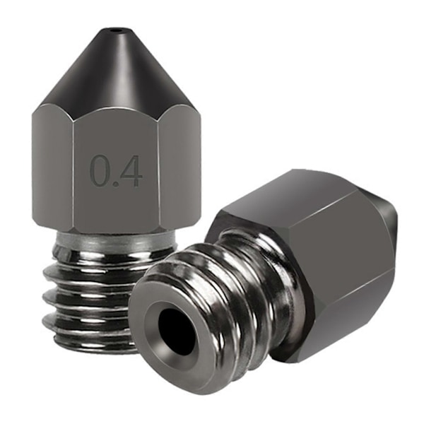 2 stk. 0,4 mm hærdet stål MK8 ekstruderdyser til 3D-printer CR-10 / Ender 3/5, Ender 3/V2 E