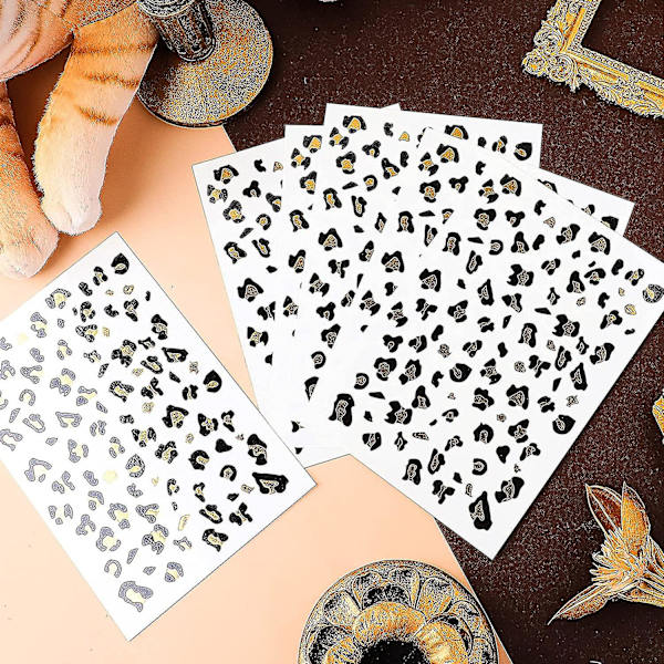 12 Ark Leopard-Tatoveringer Midlertidige Whiskers Tatoveringer Leopard Print Midlertidige Tatoveringer Brune Leopard Ansigtsklistermærker Guld Midlertidige Tatoveringer Cheeta