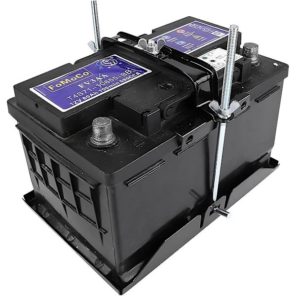 Bilbatterimonteringskit, standard batterihållare med stänger och bultar, justerbar höjd, universellt bilbytetillbehör (23CM)