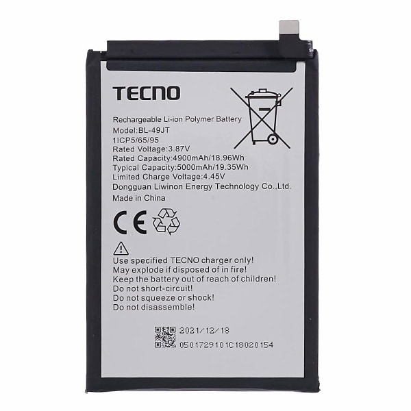 For Tecno Camon 17 Pro/18 P/Spark 8 Pro 4G 3.87V 4900mAh Li-ion Polymer Battery Assembly Part (Encod