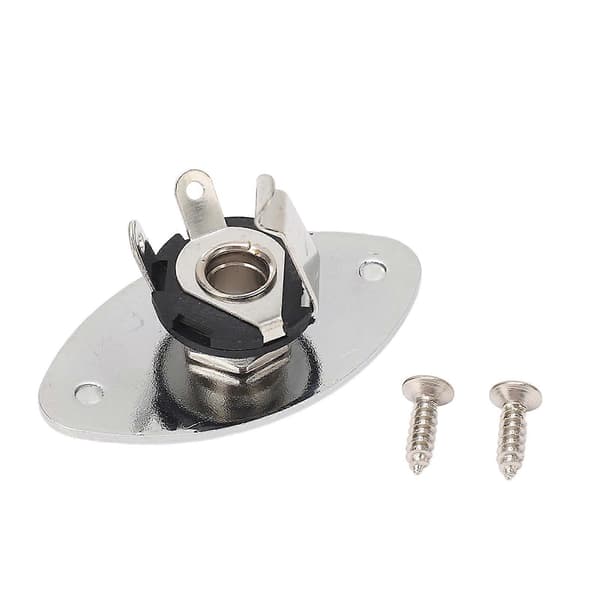 Gitarjack Oval Form Metall Universal 1/4 Tommers Jack Socket Plate for Tele Style Gitarer